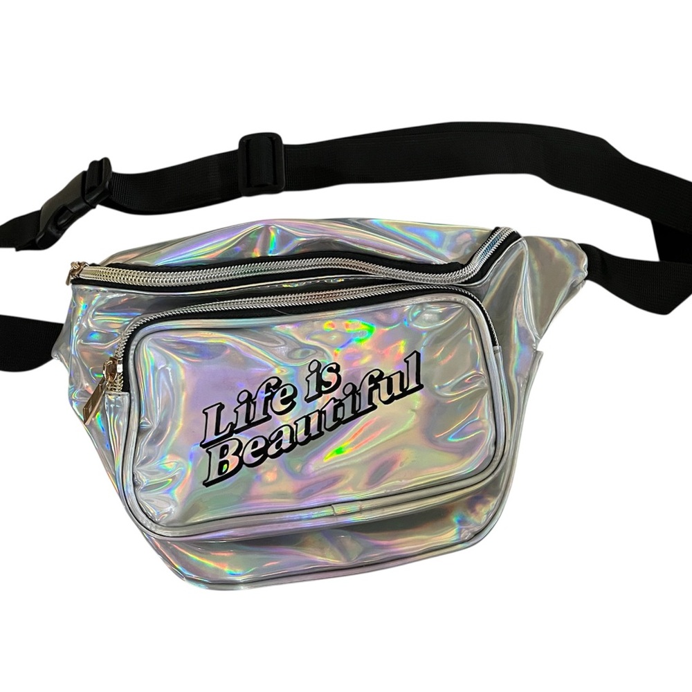 Holographic "Life Is Beautiful" Fanny Pack